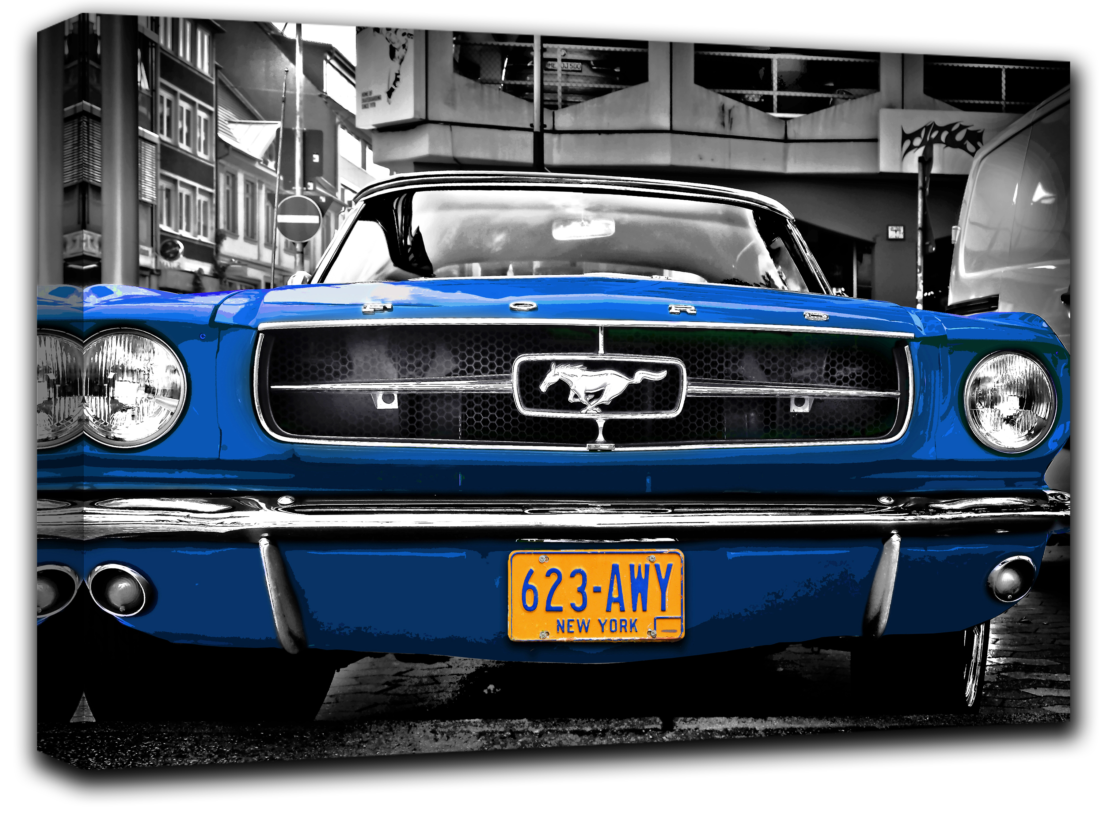 

картина на холсте Синий Мустанг 1964 старинные ретро и винтажные авто Hotel Arizona HD 84 см x 127 см