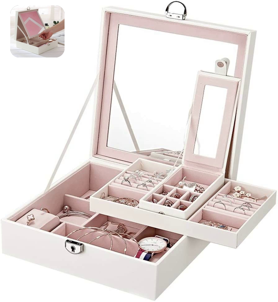 

Шкатулка для украшений и аксессуаров сундук на замочке Белая