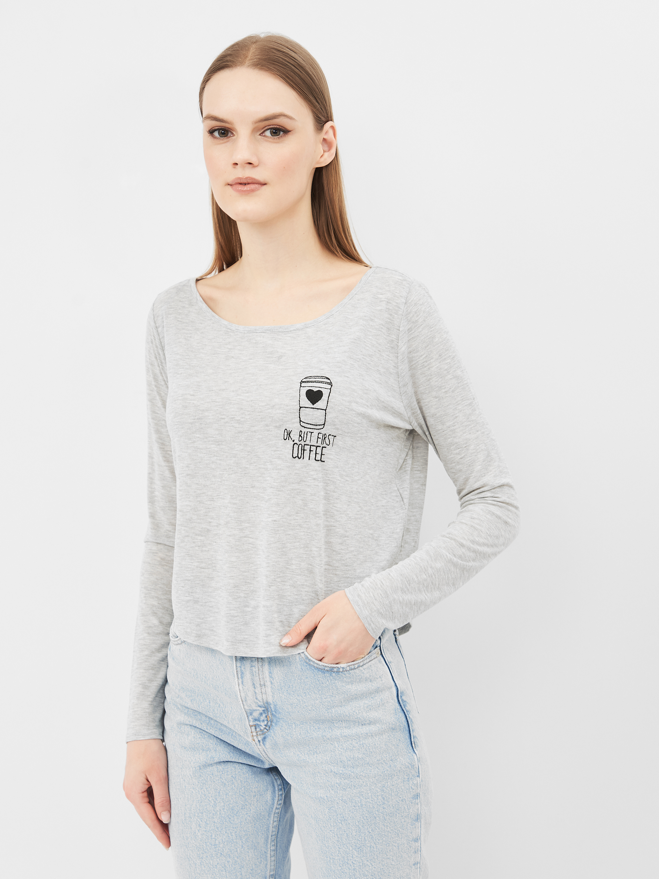 

Лонгслив H&M KK3741803 S Светло-серый