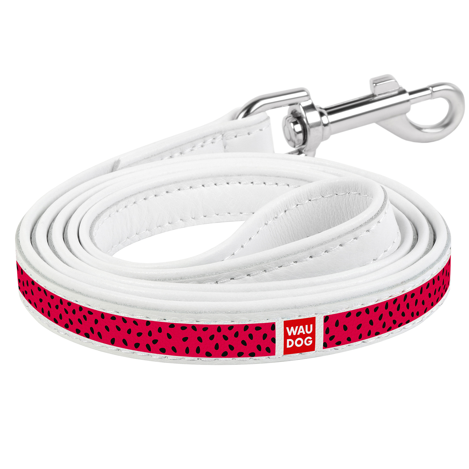 

Кожаный поводок для собак WAUDOG Design с рисунком "Арбуз" Белый 122 см 25 мм (0125-0049-15)