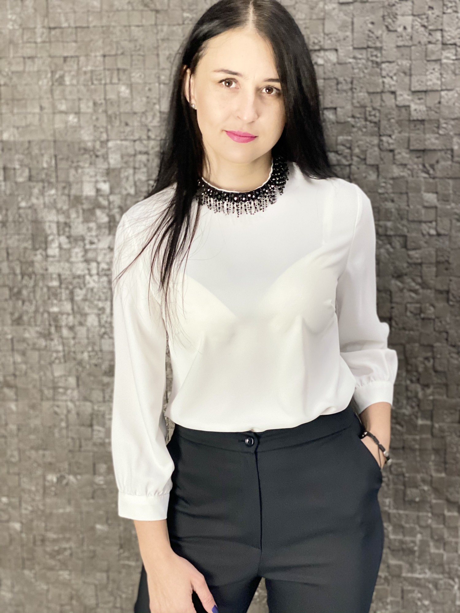 

Блуза Esay біла бісером розмір 5XL