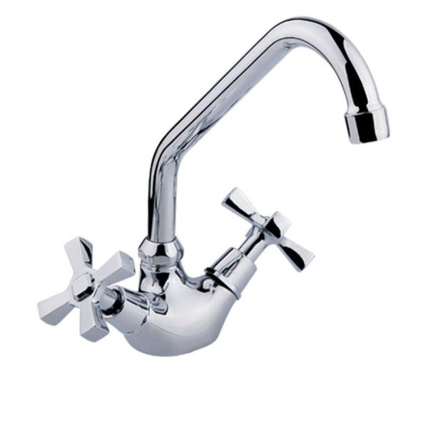 

Cмеситель кухонный двухзахватный SANITARY WARES хром OMEGA силумин OMEGA 271F