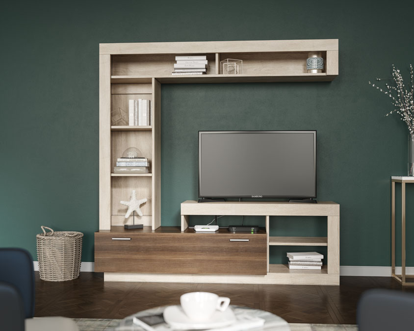 

Гостиная стенка цельная Лея из ДСП Дуб Сонома/Дуб Борас цвет Світ Меблів Оригинал