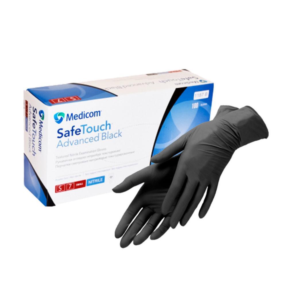 

Перчатки нитриловые MEDICOM SafeTouch S 100 шт Черные