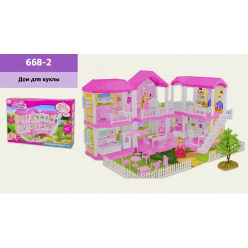 

Домик двухэтажный с мебелью и лестницей для маленькой куклы 668-2 A-Toys (668-2)