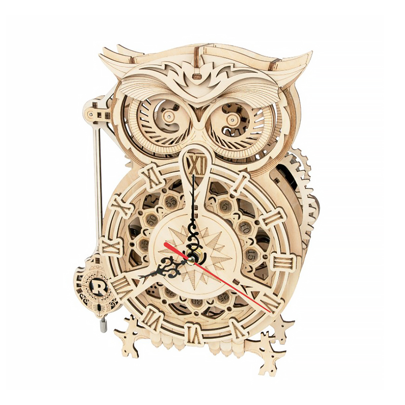 

Детский деревянный 3D конструктор Robotime LK503 Owl Clock