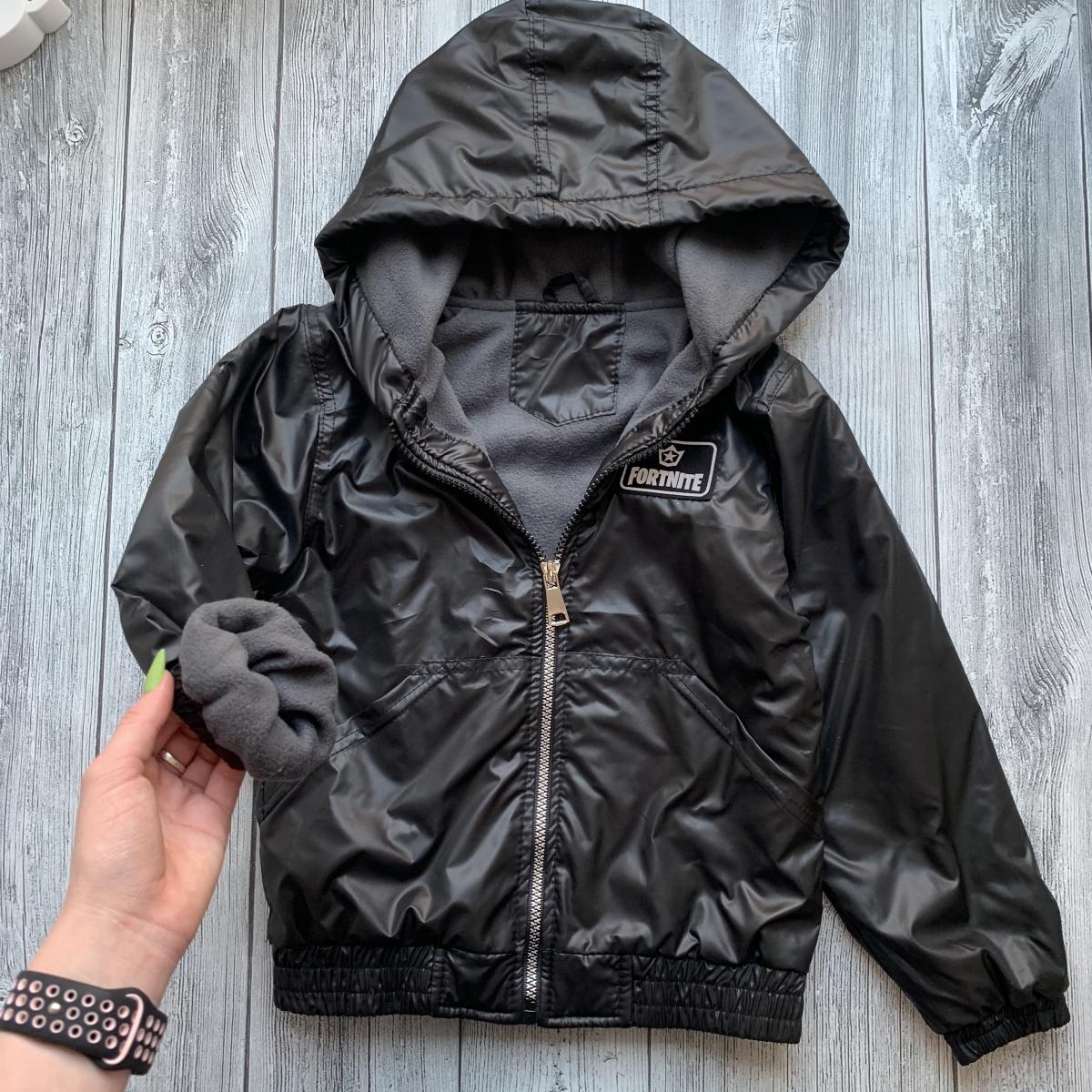 

Ветровка чёрная на флисе 128 см (Ку0871-2)