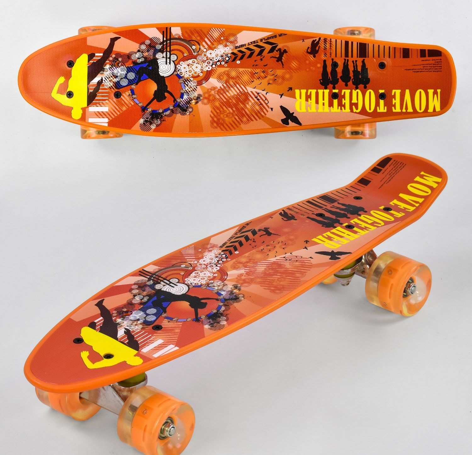 

Скейт Пенни борд Best Board Р 13222, доска 55 см, колёса d 6см PU, светятся Оранжевый (IG74537)