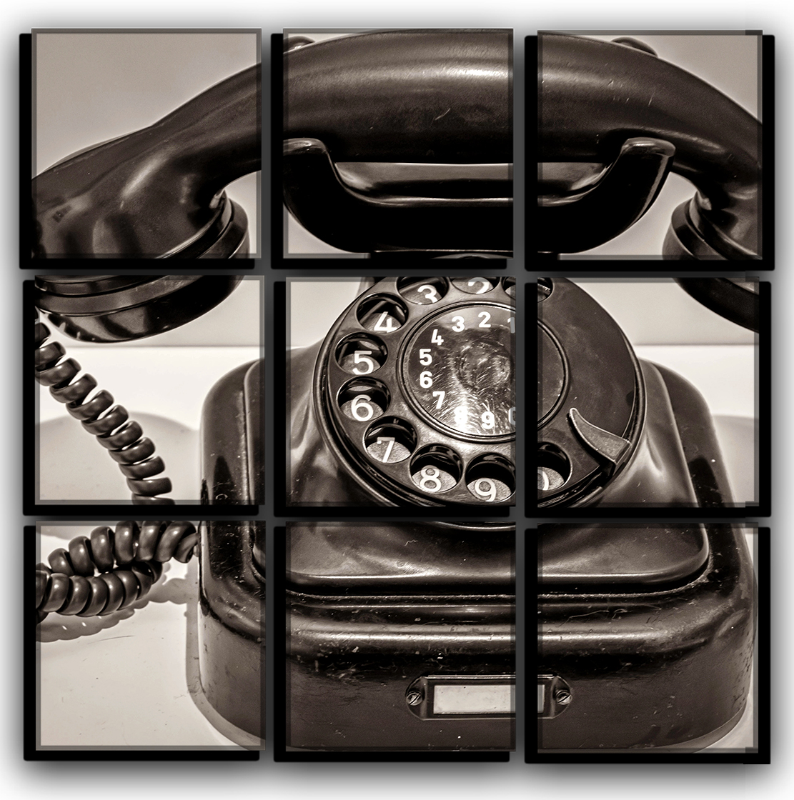 

Модульная картина на холсте 9 частей старый телефон дисковый телефон Hotel Arizona HD 77 см x 77 см