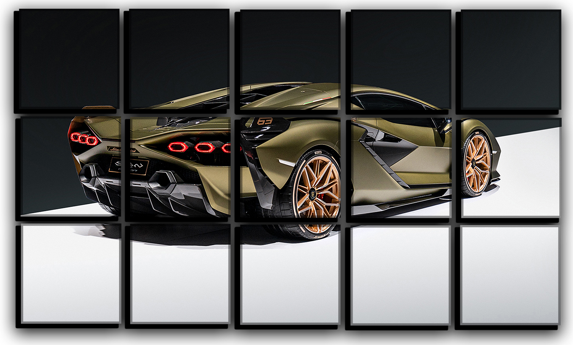 

Модульная картина на холсте из 15 частей машина Lamborghini Sian спортивное авто Hotel Arizona HD 77 см x 127 см