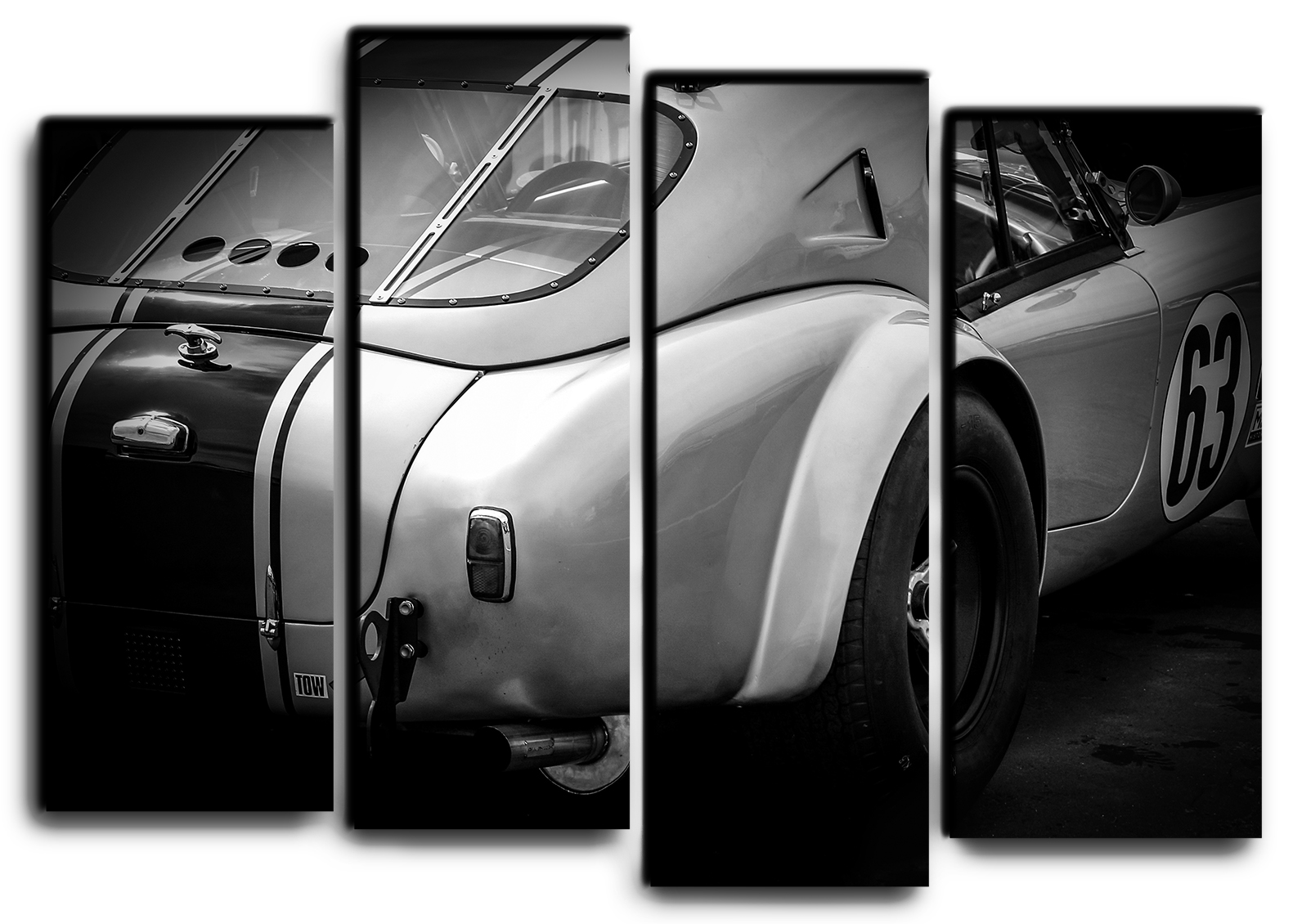 

Модульная картина на холсте из 4 частей гоночная машина AC Cobra ретро авто Hotel Arizona HD 82 см x 112 см