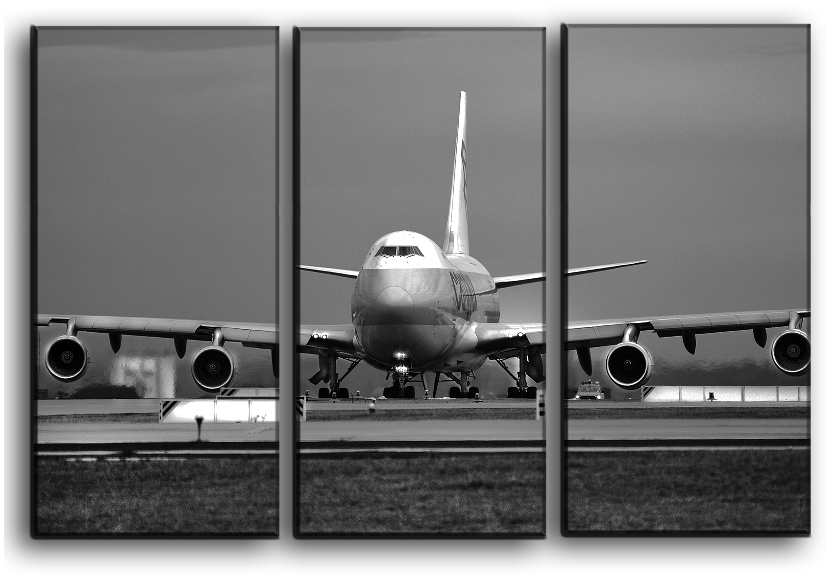 

Модульная картина на холсте из 3 частей самолет Boeing 747 на взлете Боинг-747 Hotel Arizona HD 56 см x 84 см