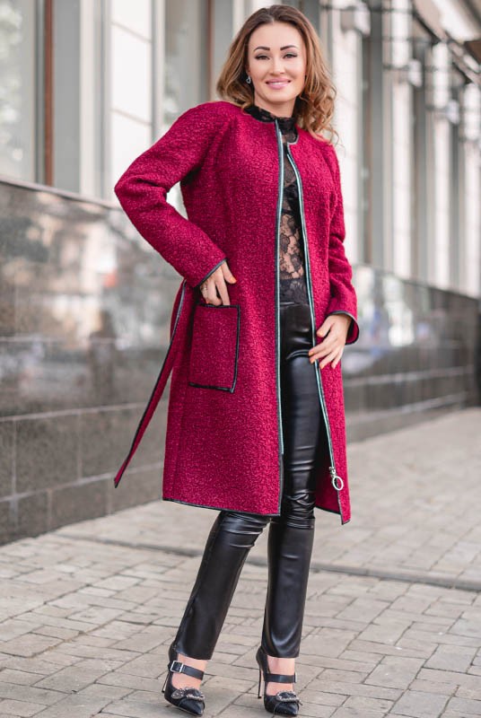 

Шерстяное пальто букле Look and Buy Рандеву  Бордовое, Шерстяное пальто букле Look and Buy Рандеву 60 Бордовое