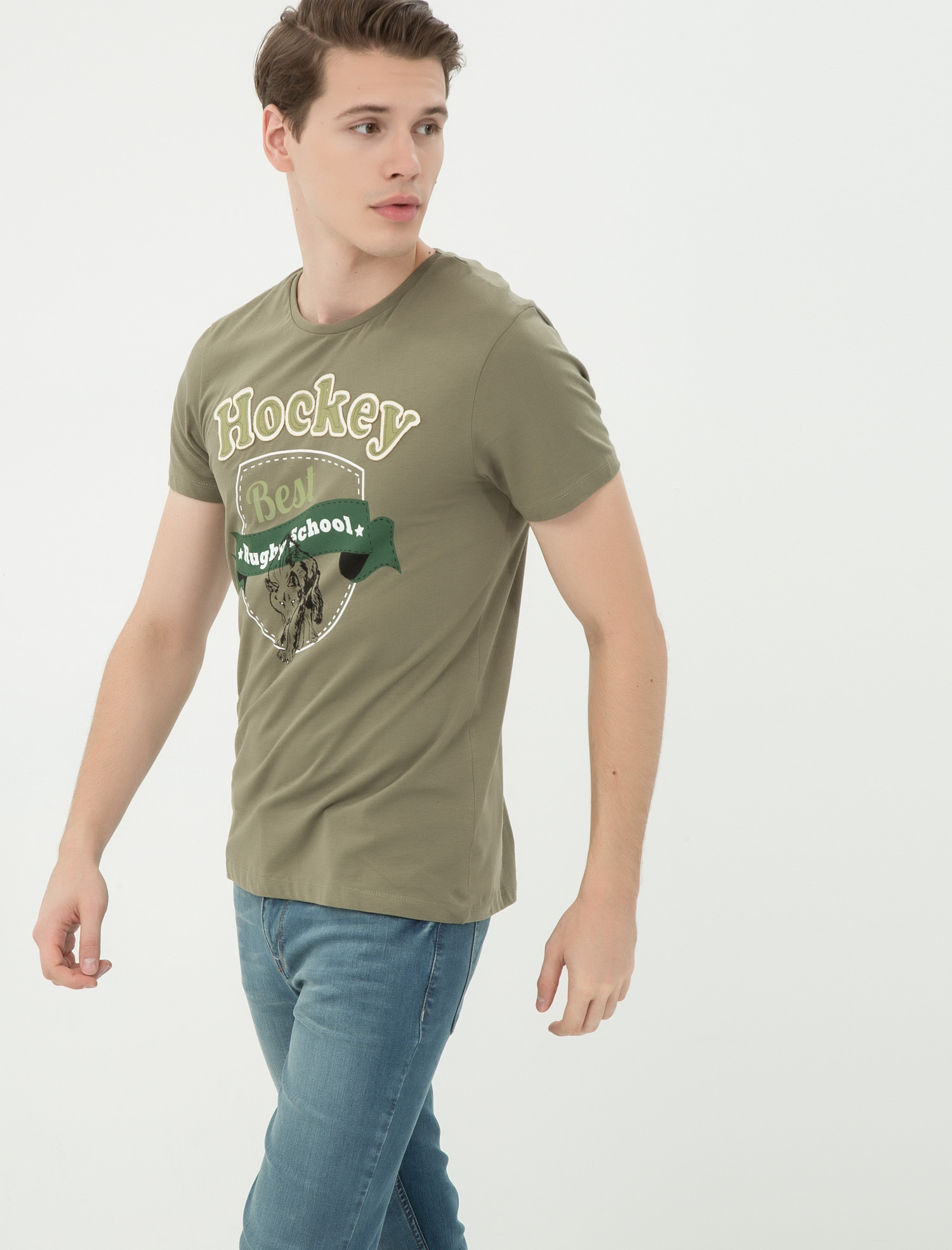 

Футболка Koton 7KAM11101LK-890 S Khaki