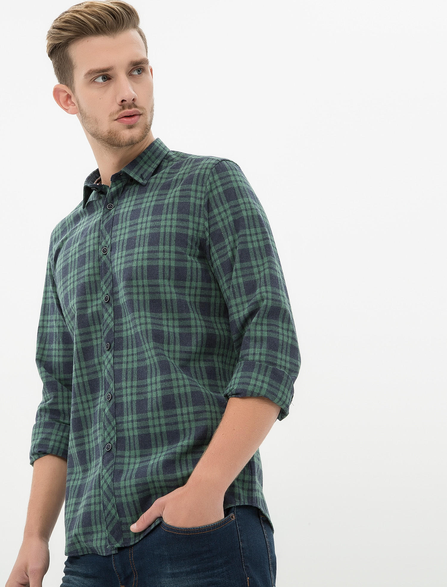 

Рубашка Koton 7KAM64603OW-02P L Green Check
