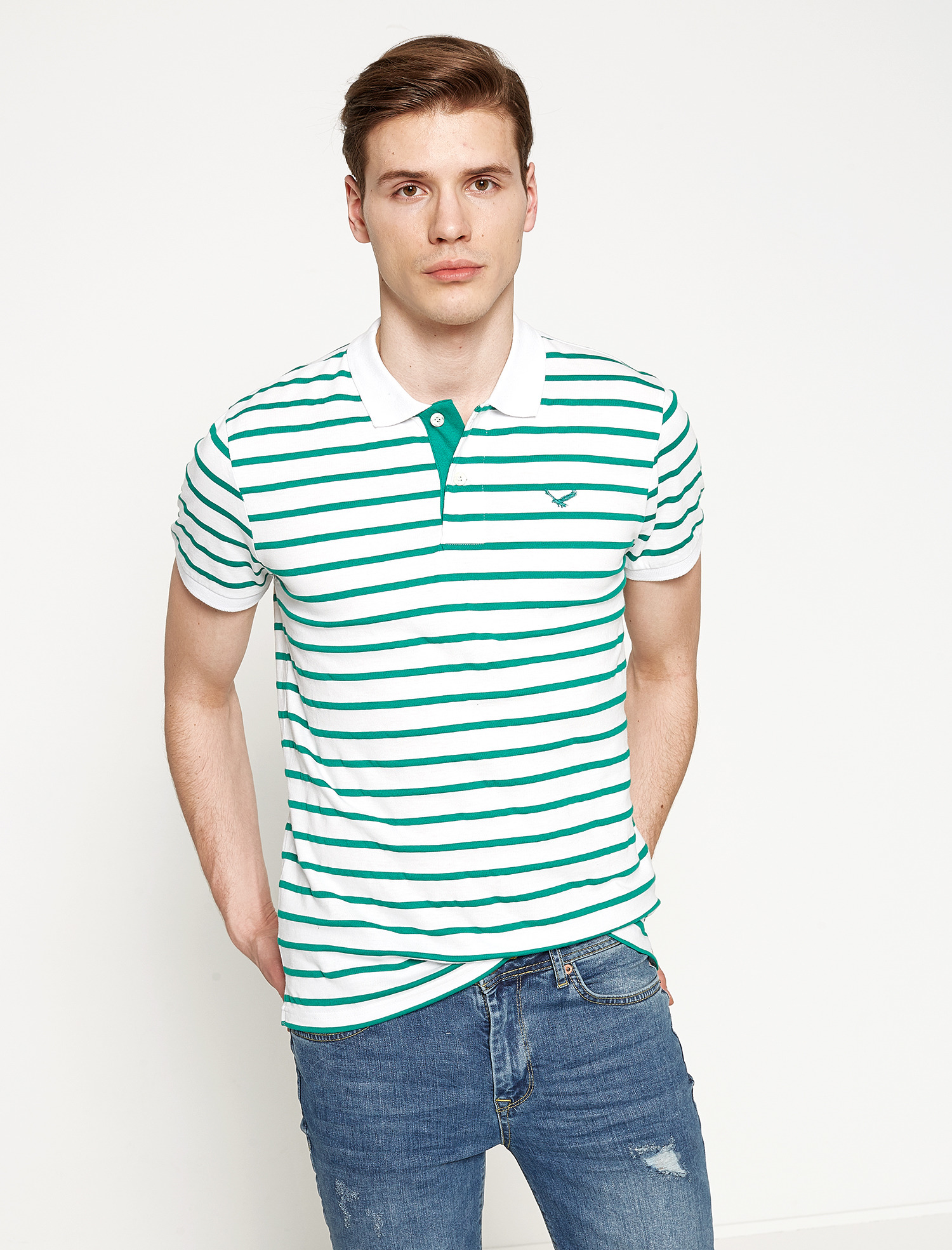 

Поло Koton 7YAM14949OK-59S M Green Stripe