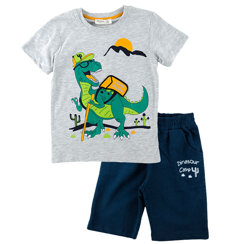 

Комплект летний для мальчика (футболка + шорты) BREEZE 13479 98 см серый меланж/темно-синий