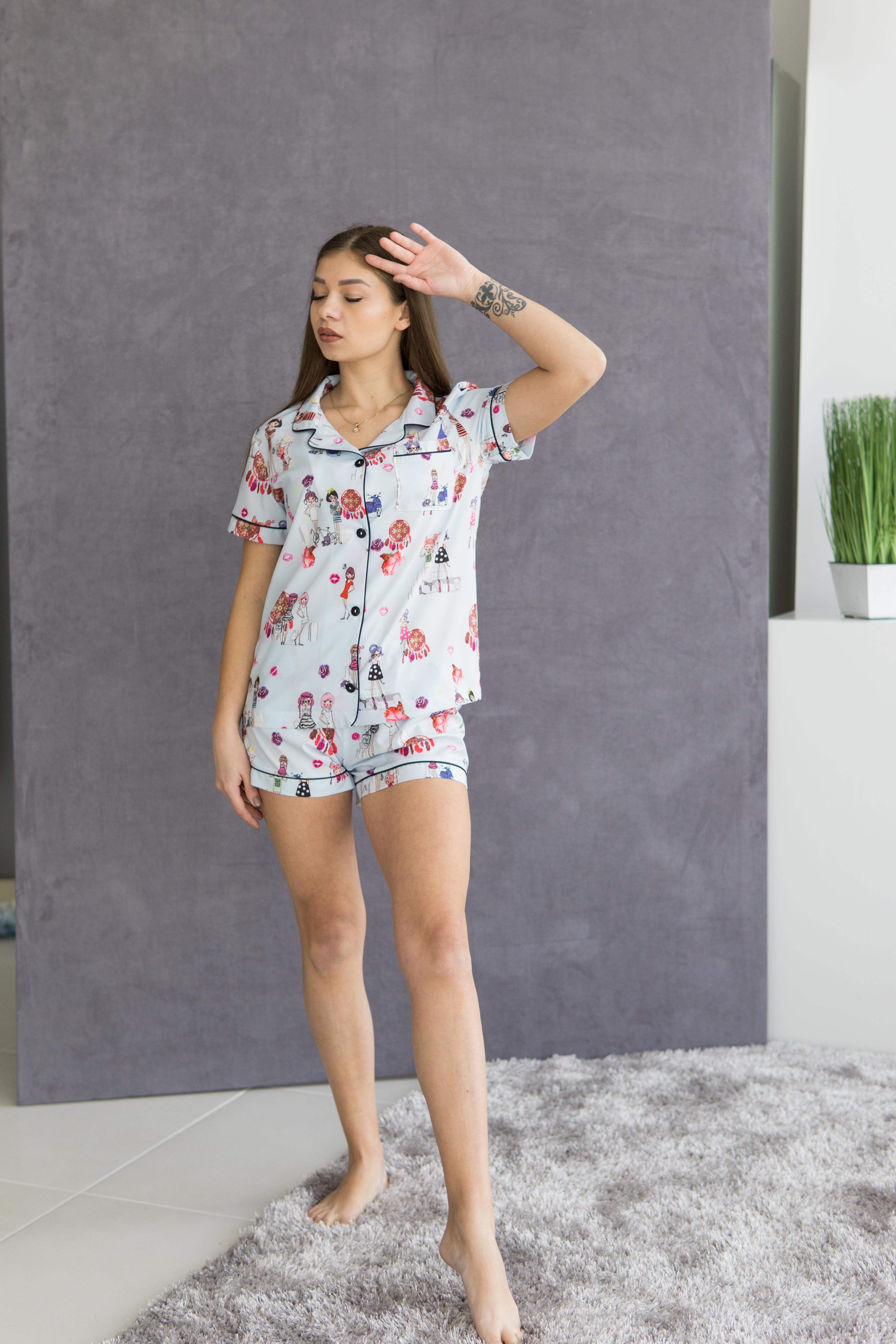 

Пижама женская V.VELIKA (рубашка + шорты) в ткани софт  Модницы, Голубой цвет, Пижама женская V.VELIKA (рубашка + шорты) в ткани софт M Модницы, Голубой цвет