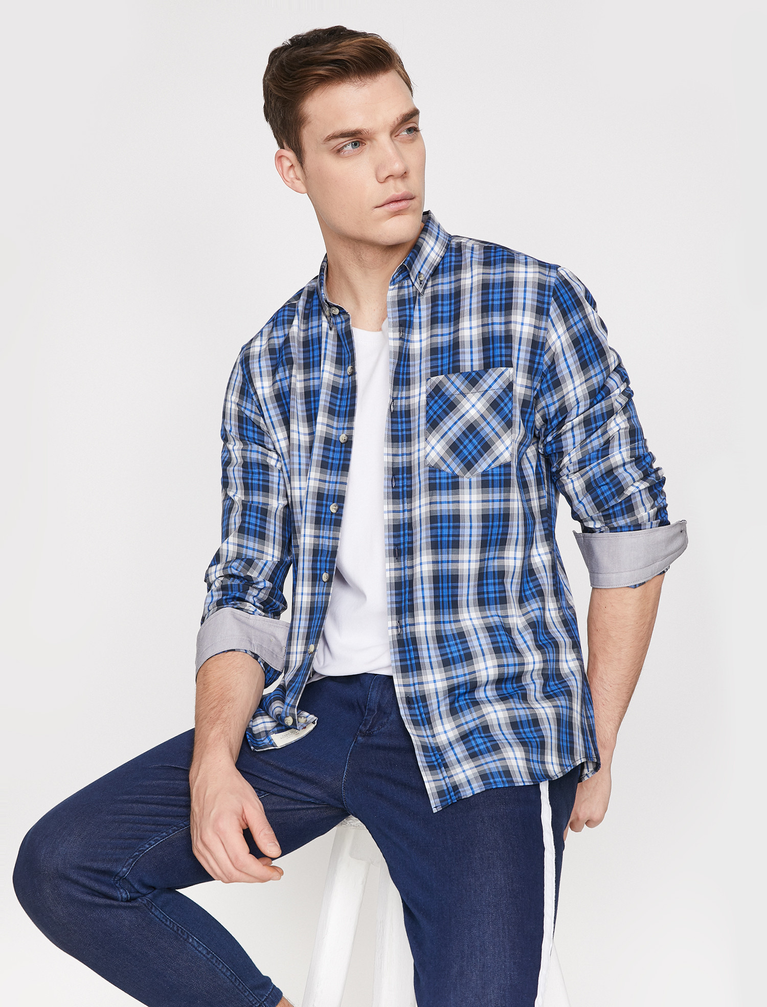 

Рубашка Koton 8KAM64791OW-03T XL Blue Check