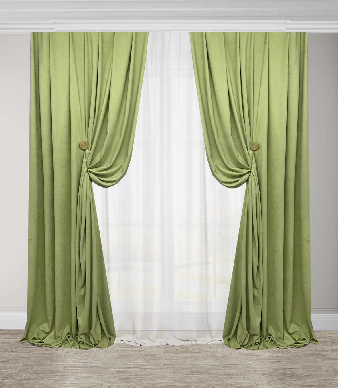 

Шторы Adagio Windows Decor однотонные Манчестер, фисташка 150х290см (2шторы)