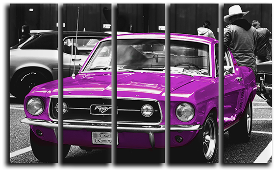 

Модульная картина на холсте из 5 частей Ford Mustang 1964 ретро авто Hotel Arizona HD 89 см x 140 см