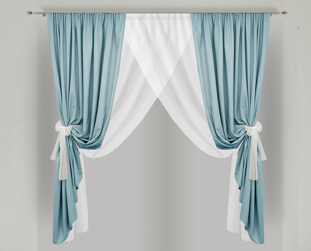 

Кухонная занавеска Adagio Windows Decor Арима (шторы и тюль для невысоких окон) 140х170 см Лазурная