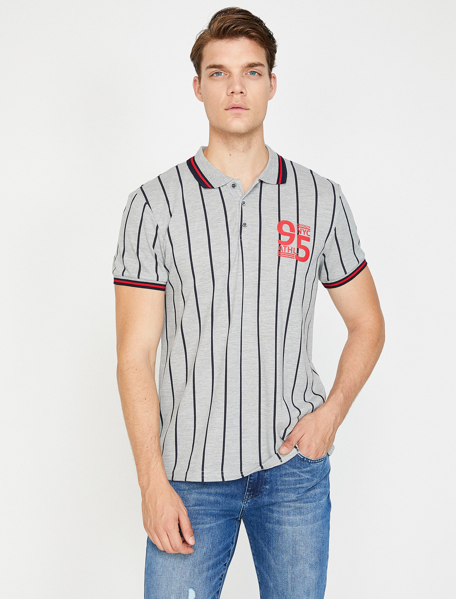 

Поло Koton 8YAM11366LK-02Y M Grey Stripe