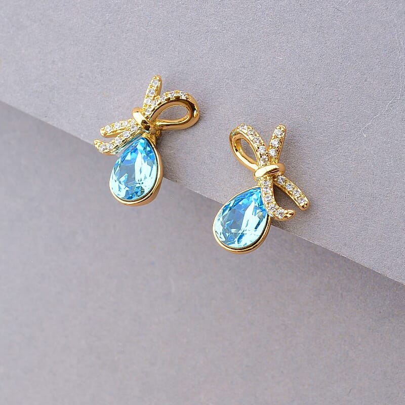 

Серьги Бантики Xuping с голубыми камнями Swarovski 100038