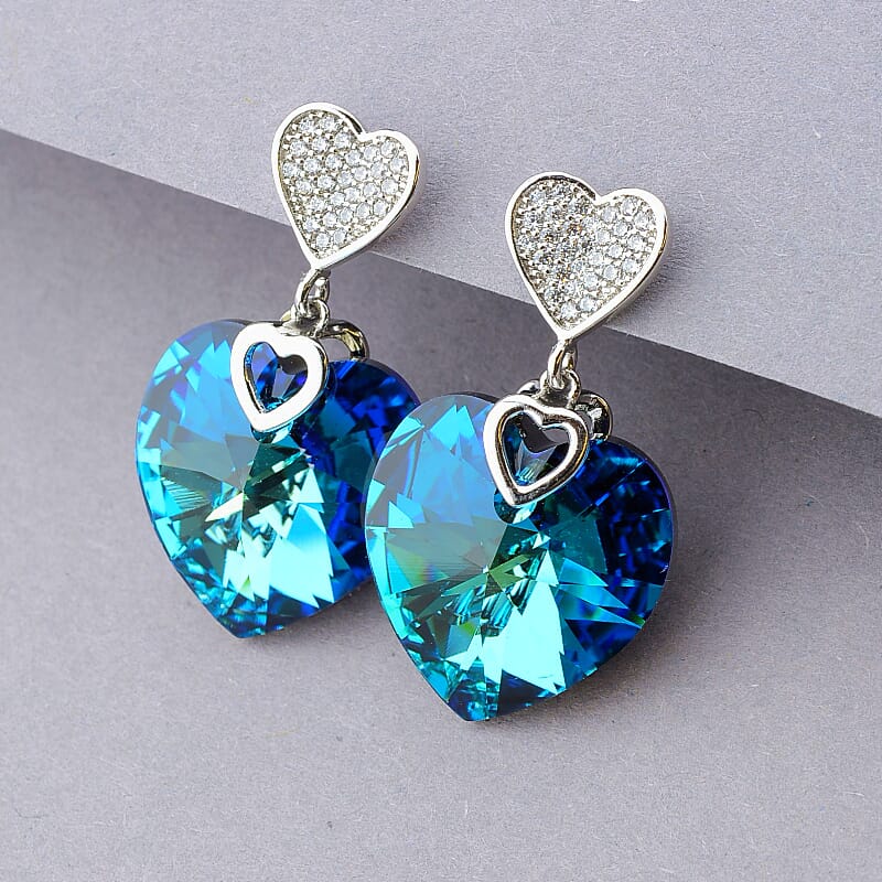 

Серьги Сердца голубые Xuping с камнями Swarovski 100061