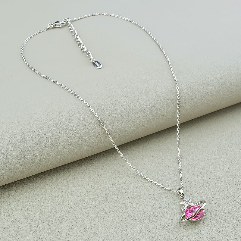 

Подвеска на шею Планета Xuping с розовым камнем Swarovski 35 см. 100126