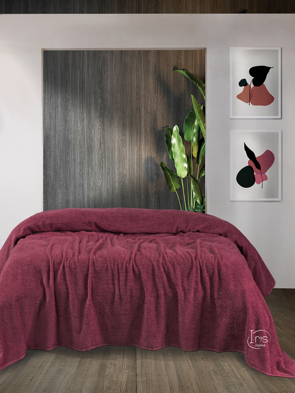 

Простынь Iris Home махровая - Beaujolais бордовый 190*220