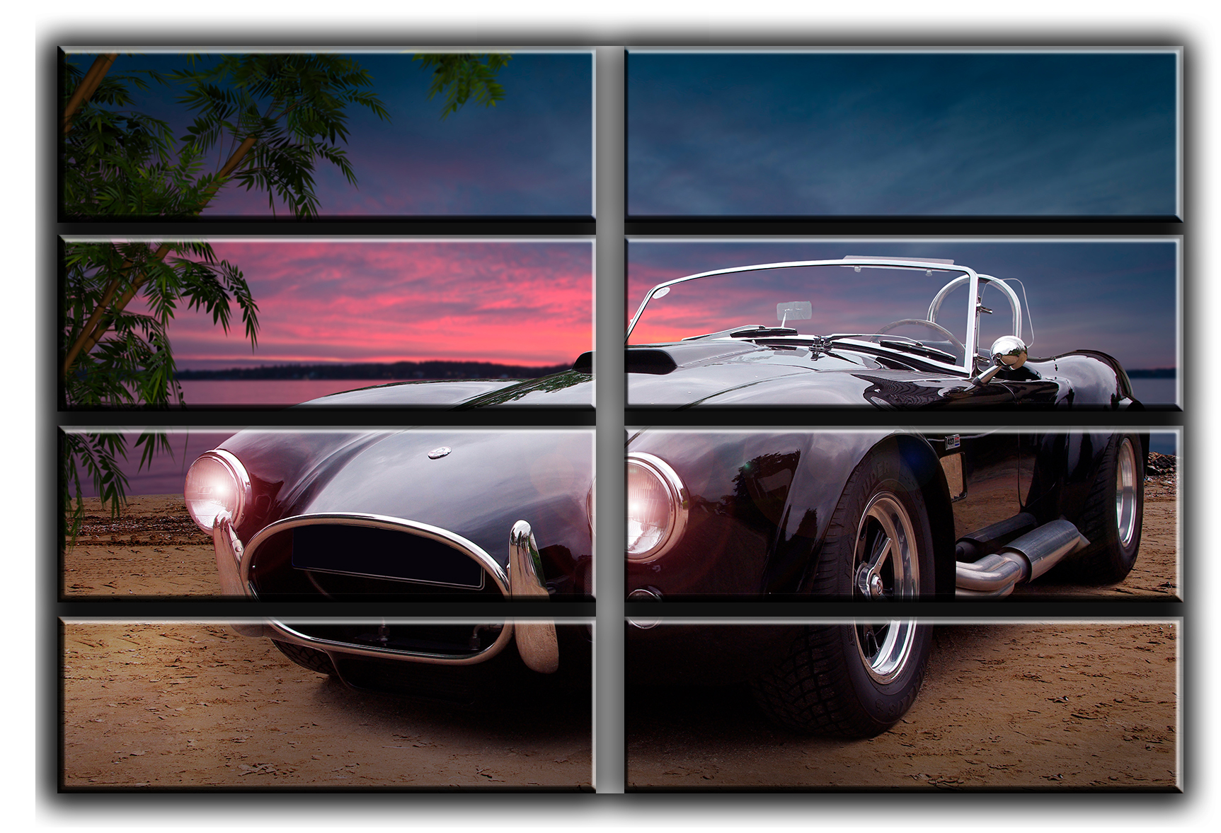 

Модульная картина на холсте из 8 больших частей AC Cobra старинные ретро винтажные авто Hotel Arizona HD 178 см x 254 см