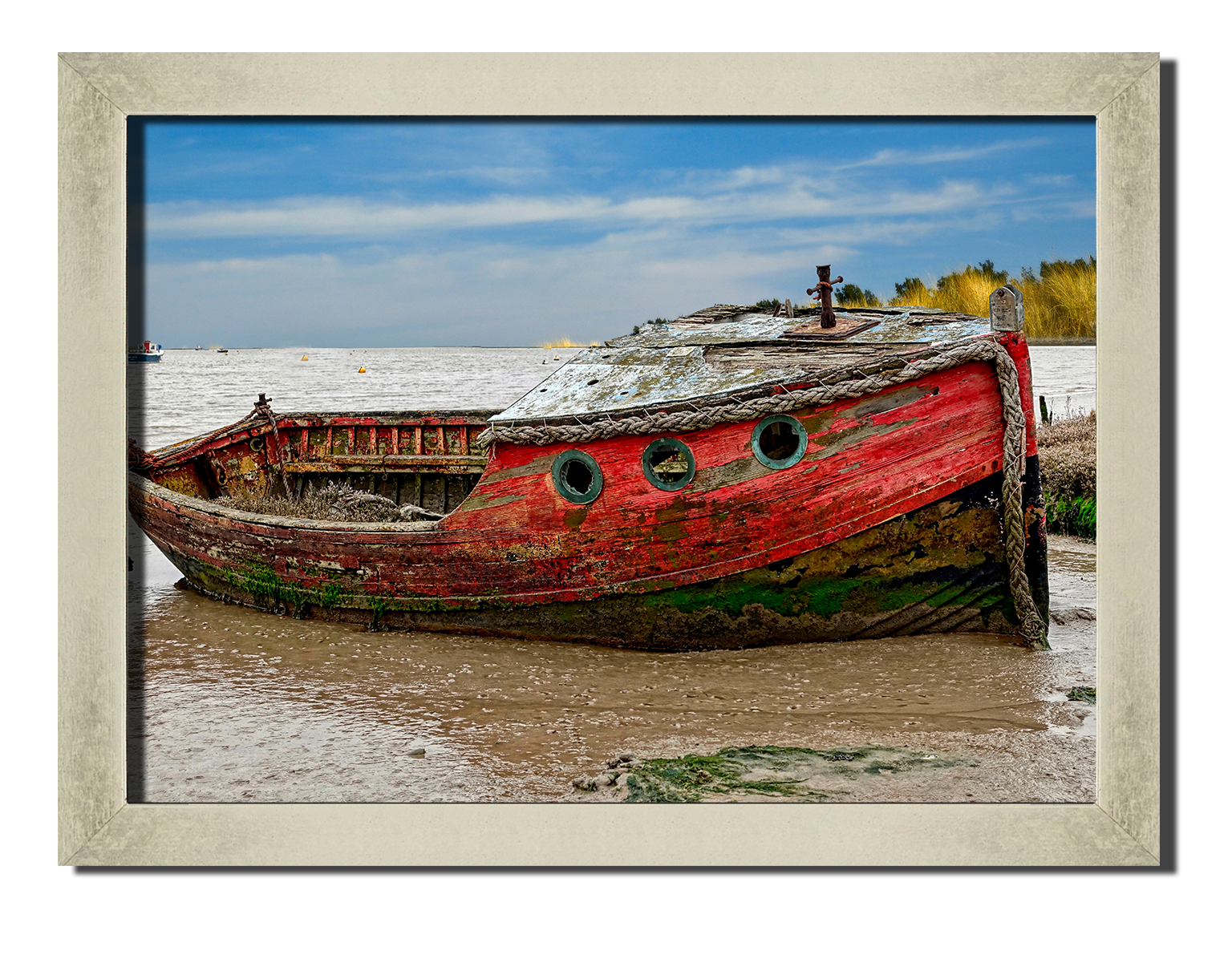 

Silver frame картина на файн-арт бумаге Старая лодка природа пейзаж ландшафт Hotel Arizona HD 31 см x 41 см