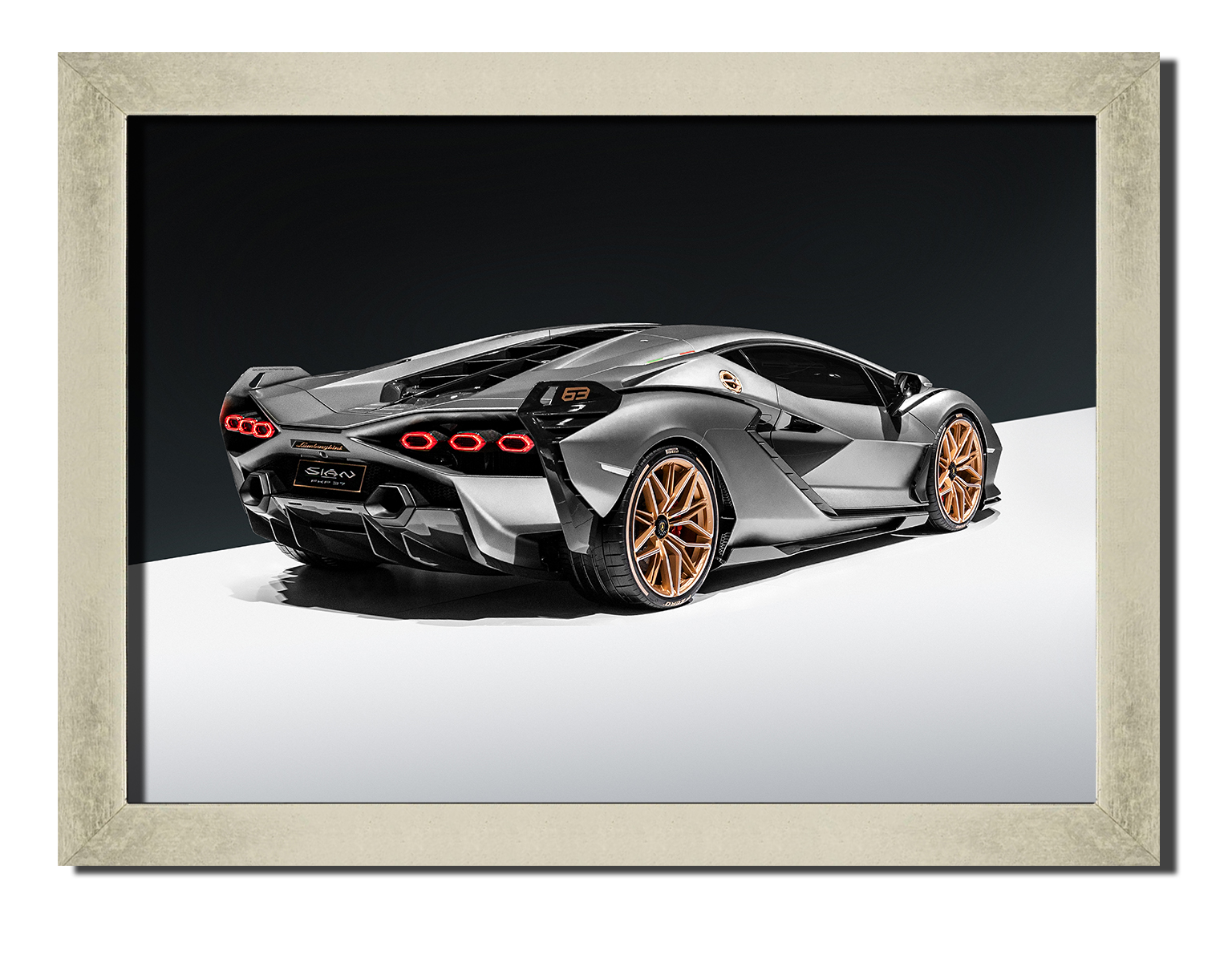 

Silver frame картина на файн-арт бумаге спорт авто Lamborghini Sian спортивное авто Hotel Arizona HD 31 см x 41 см