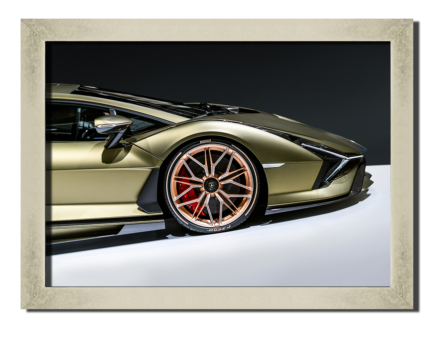 

Silver frame картина на файн-арт бумаге автомобиль Lamborghini Sian итальянский автомобиль Hotel Arizona HD 31 см x 41 см