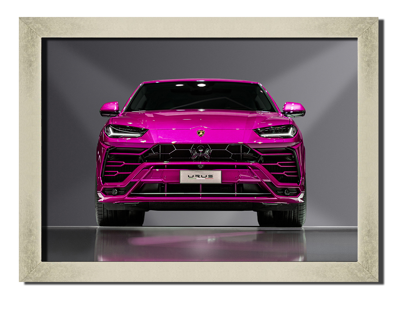 

Silver frame картина на файн-арт бумаге суперкар внедорожник Lamborghini Urus споривное авто Hotel Arizona HD 31 см x 41 см