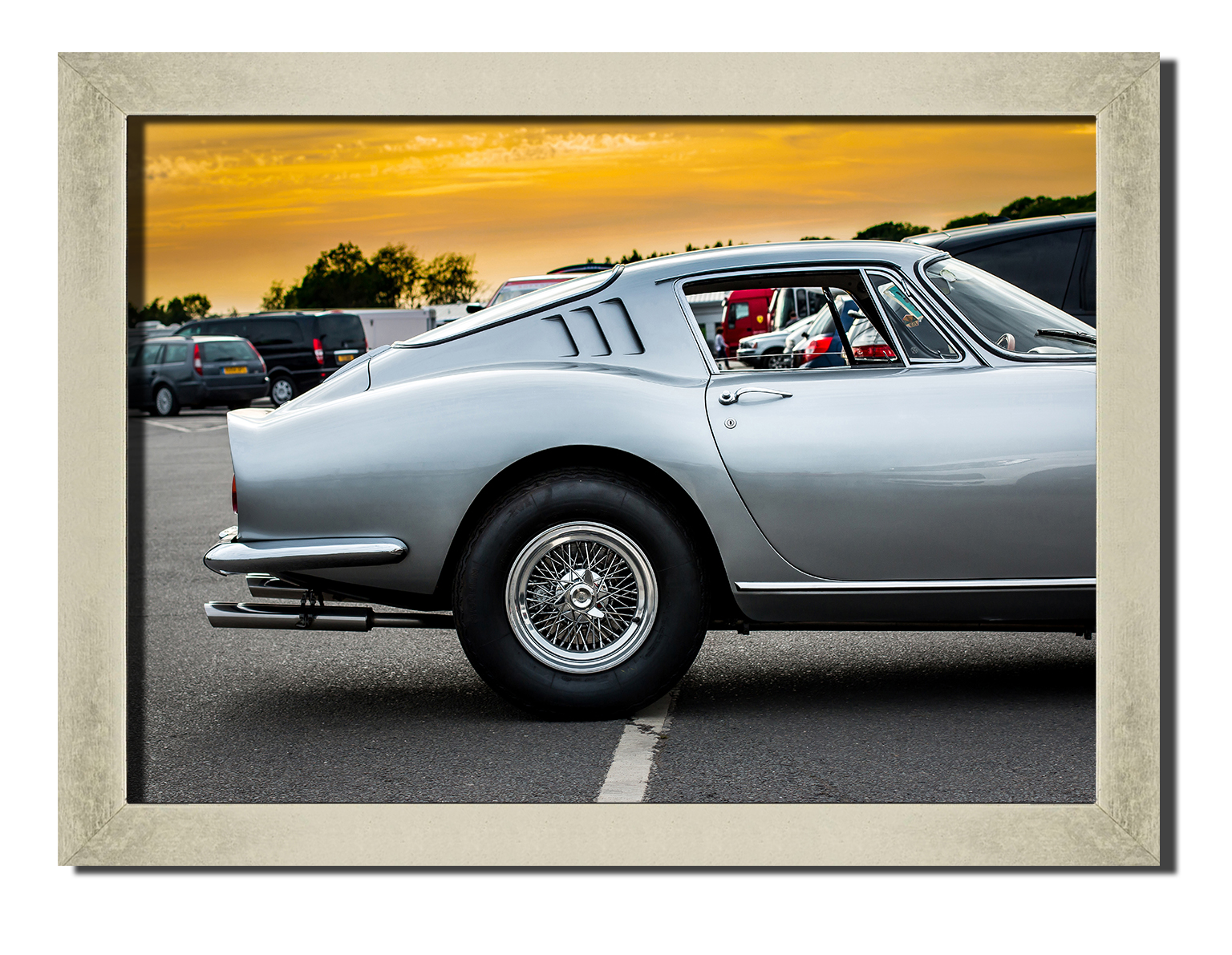 

Silver frame картина на файн-арт бумаге Ретро спорткар Ferrari 275 GTB гранд туризмо Hotel Arizona HD 31 см x 41 см