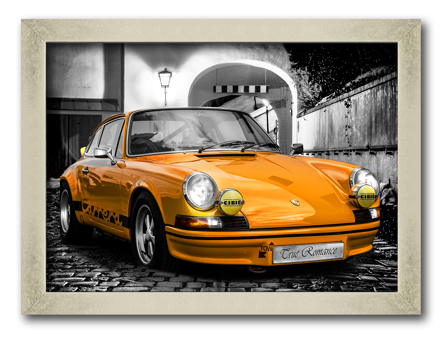 

Silver frame картина на файн-арт бумаге классический Porsche 911 авто Порше Hotel Arizona HD 31 см x 41 см