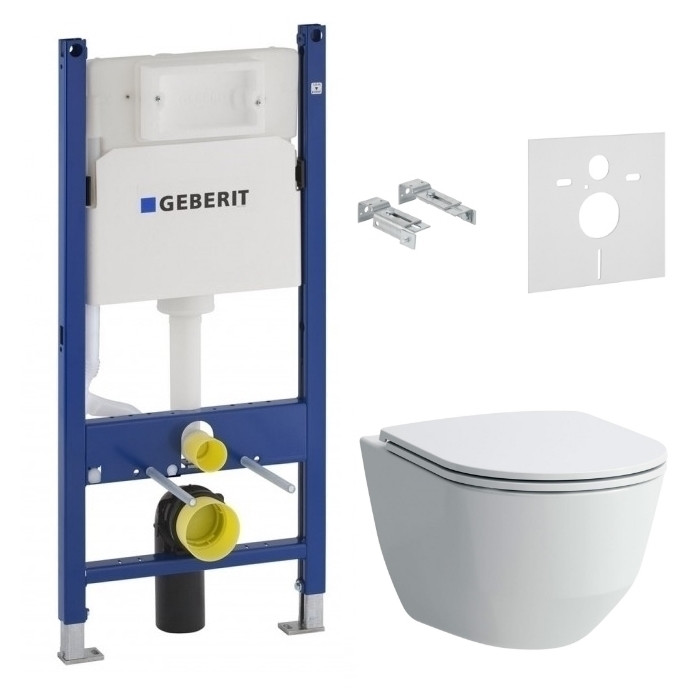 

Унитаз подвесной Laufen Pro Rimless с сиденьем Slim Geberit Duofix монтажный комплект Н112 12см без клавиши H8669570000001+458.126.00.1