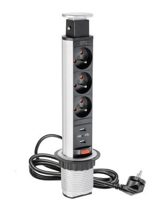 

Удлинитель для офиса Amix d 60 с заземлением на 3 розетки FRENCH, 2xUSB