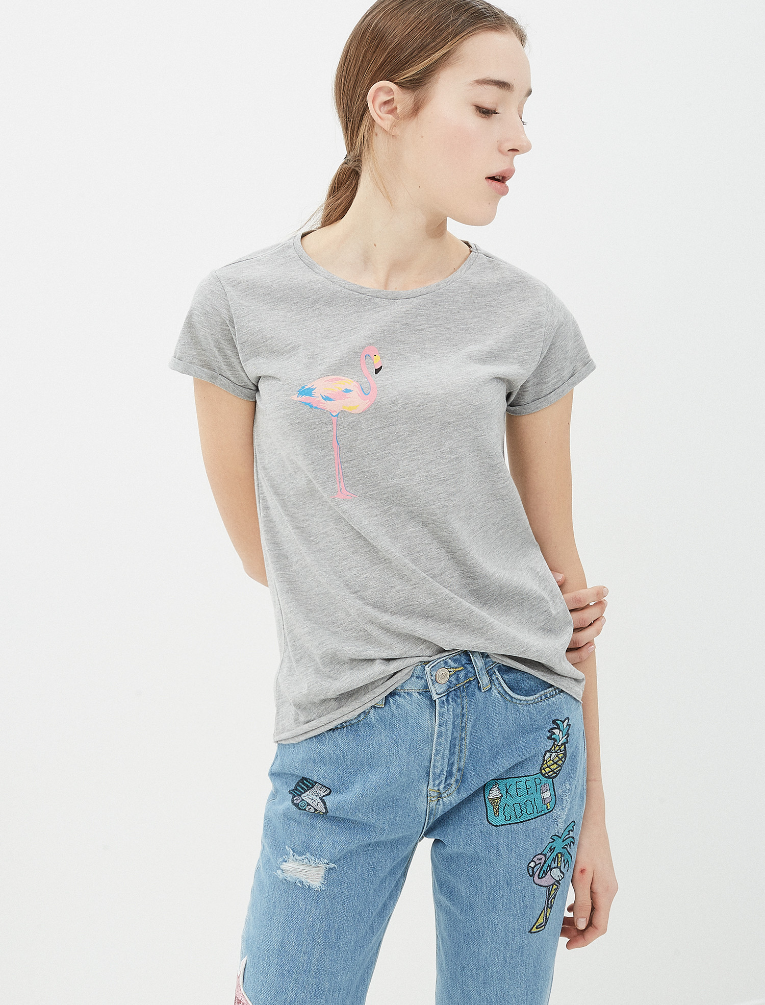 

Футболка Koton 7YAL11247JK L Grey