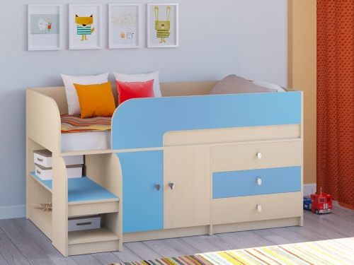 

Детская кровать чердак KidsBunkBed СH-58 дуб молочный синий 1632 х 990 х900 мм