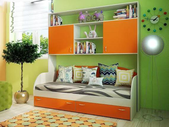 

Детская комната KidsBunkBed D12 апельсин дуб молочный 1935х850х800 мм