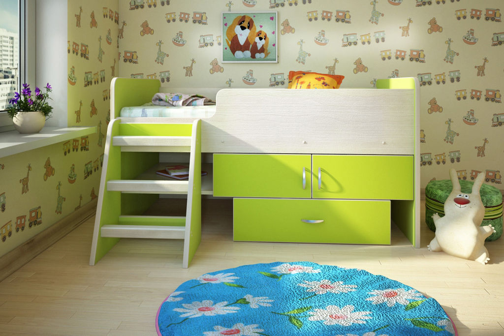 

Детская кровать чердак KidsBunkBed CH-028 дуб молочный лайм 1632х832х900 мм