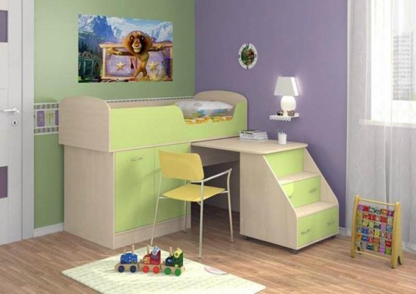 

Детская кровать чердак KidsBunkBed CH-007 венге светлый зеленая вода 160х70 см