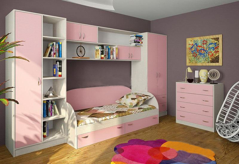 

Детская комната KidsBunkBed K-005 дуб молочный розовый 1940х650х850 мм
