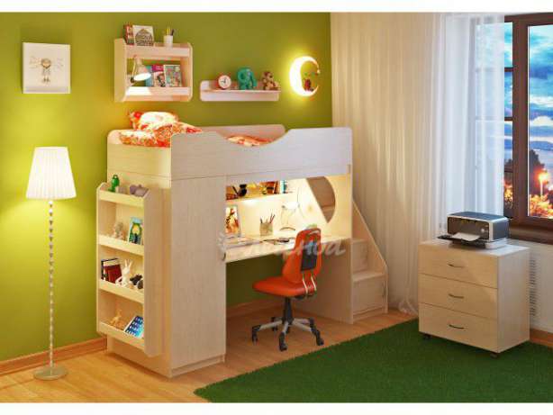

Детская кровать чердак KidsBunkBed ch-26 венге светлый 1844х834х1660 мм