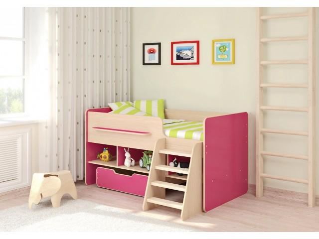 

Детская кровать чердак KidsBunkBed Ч01 дуб молочный розовый 1645х900х900 мм