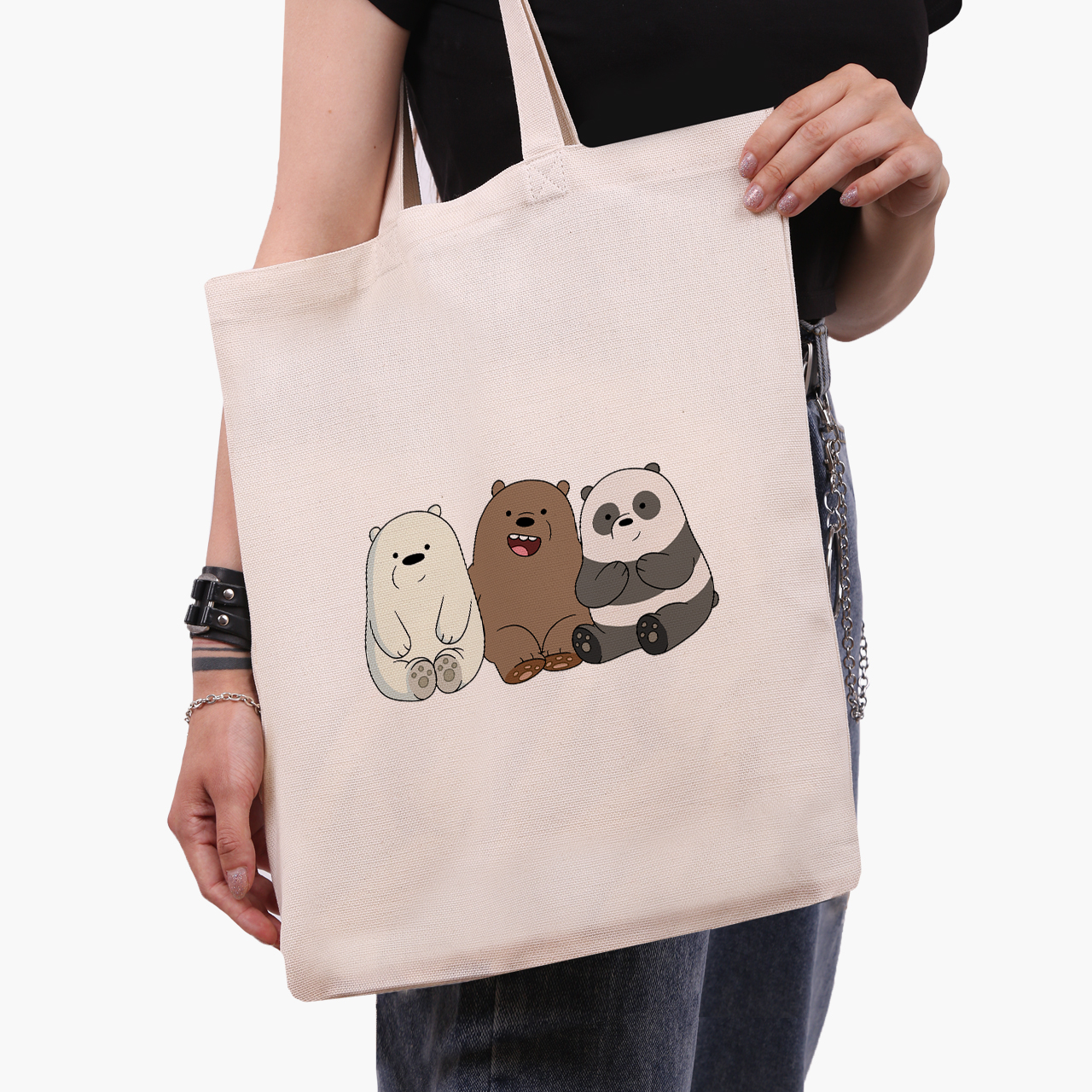 

Эко сумка шоппер We Bare bears (9227-1774-3) 41x35 см Белый