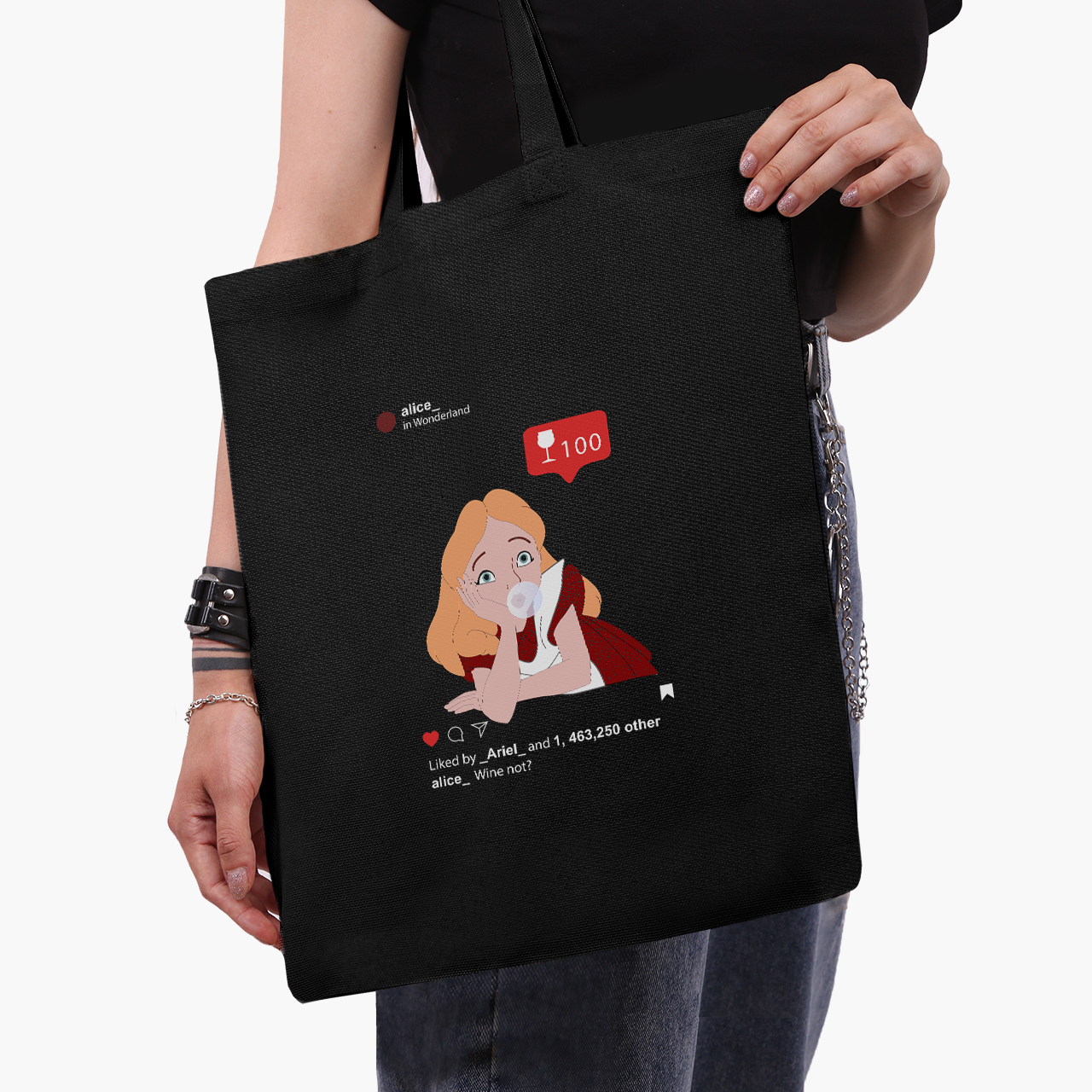 

Эко сумка шоппер Alice with gum Disney (9227-1433-2) 41x35 см Черный